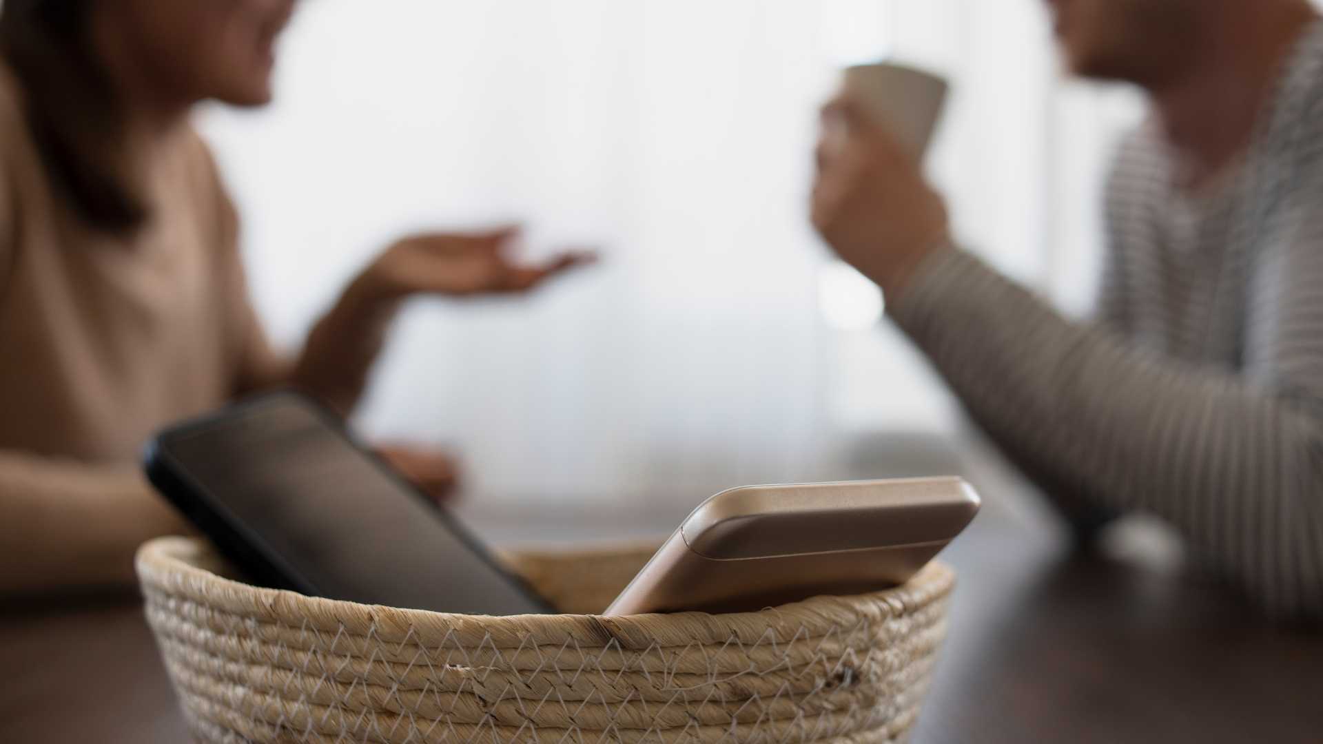 two people chatting without their phones